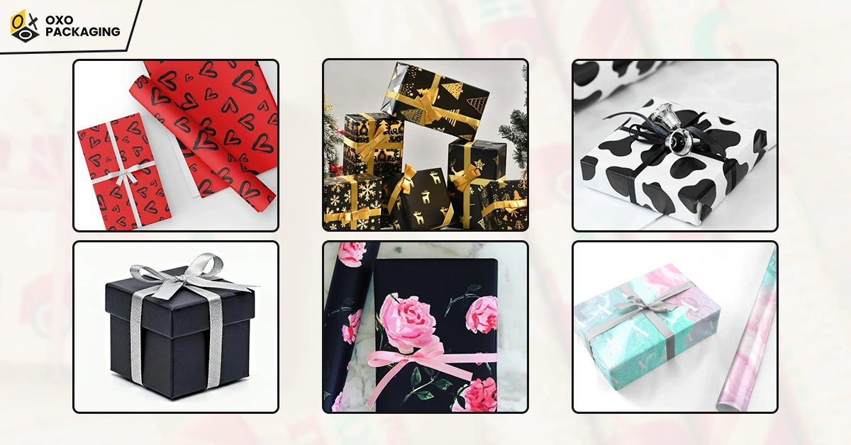 Black wrapping paper paired with different colours