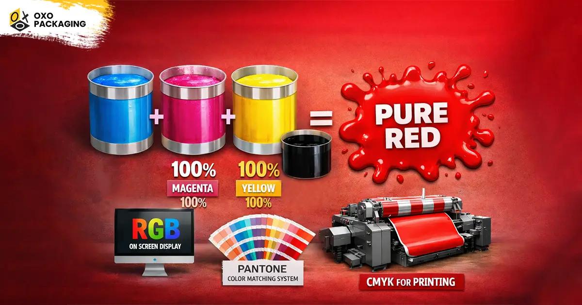 how red colour is produced with cmyk for the printing industry