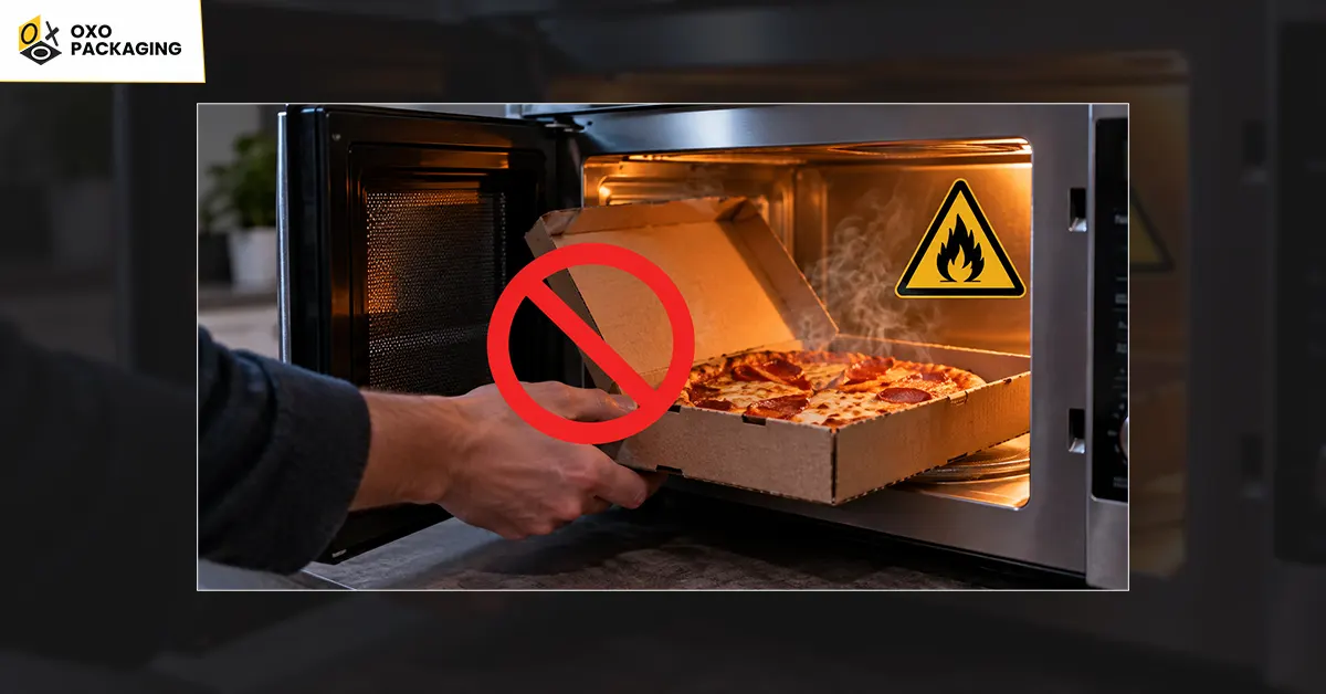is reheating a pizza in a box safe
