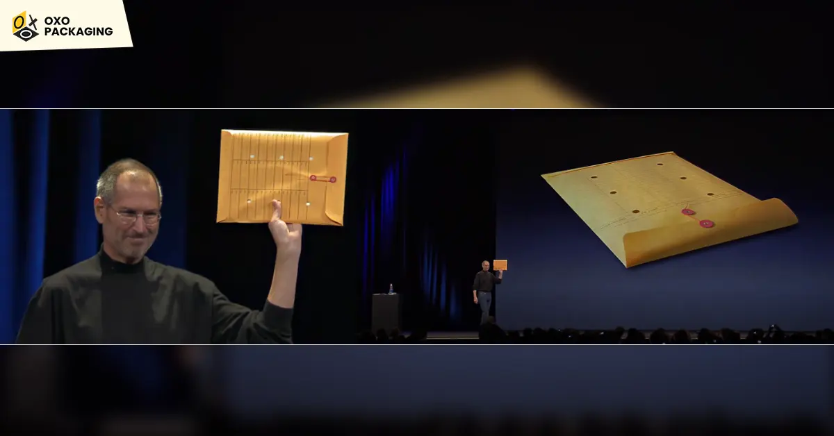 the moment when steve jobs pulls out a machine from an envelope