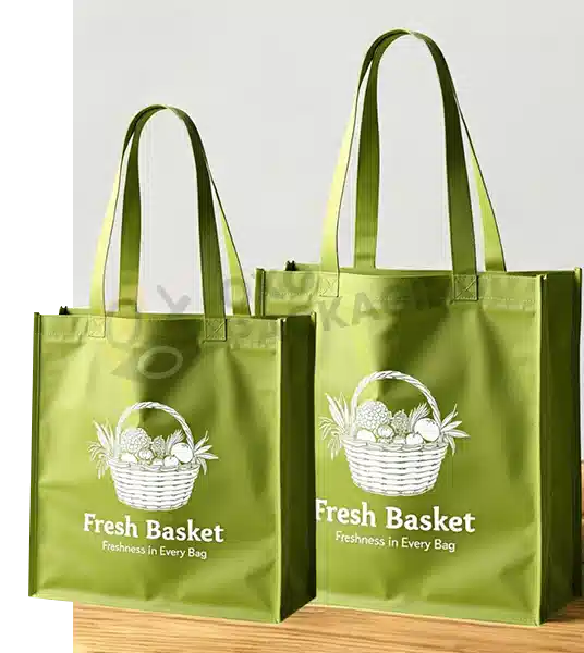 Custom Printed Reusable Green Shopping Bags