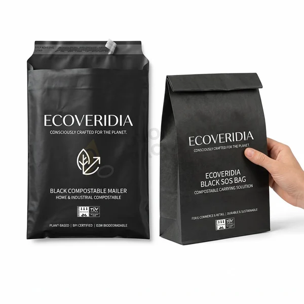 black compostable mailers logo
