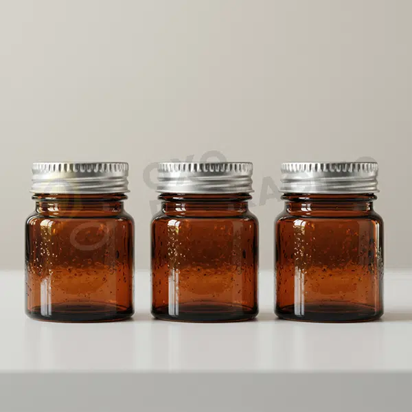brown glass jars with lids
