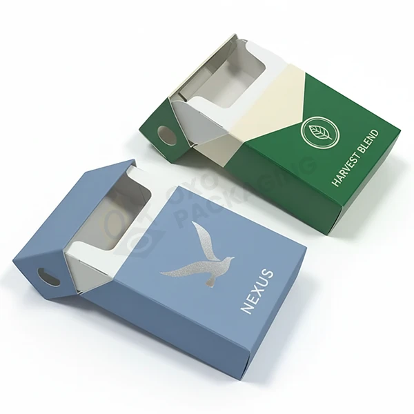 empty paper flip top cigarette packaging