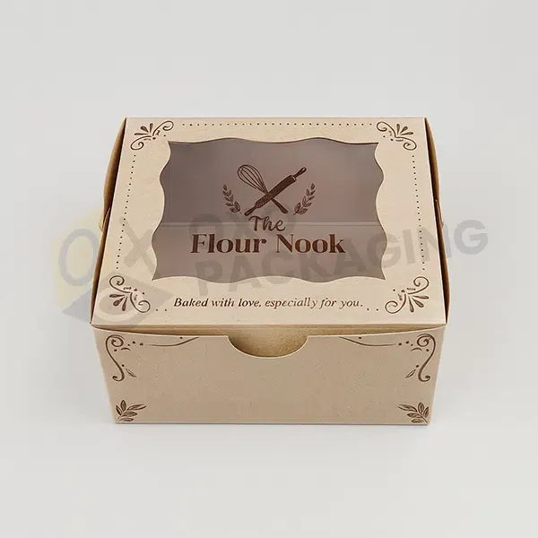 printed brown bakery boxes