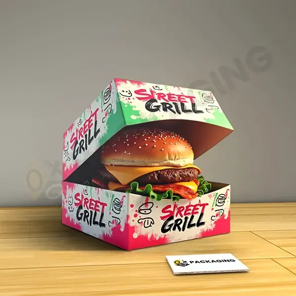 printed burger box with logo