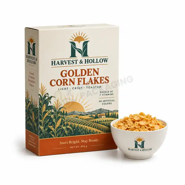 Printed Corn Flakes Cereal Packaging Boxes