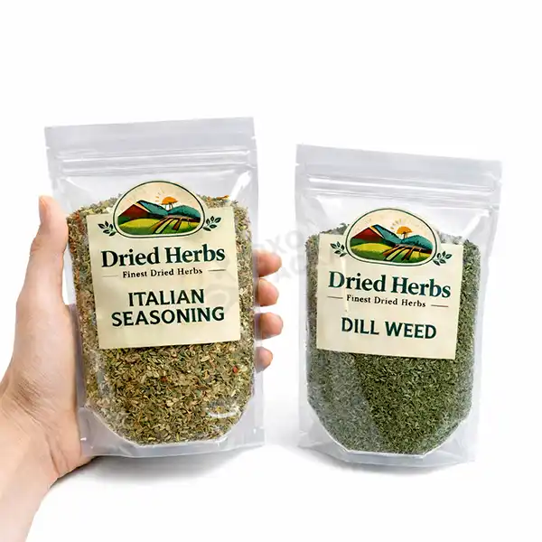 printed herb packaging