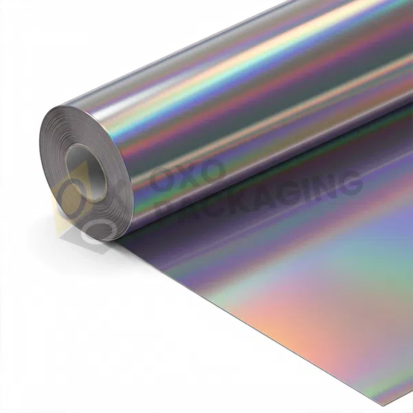 silver holographic wrapping paper