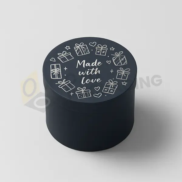 small round boxes with lids printed