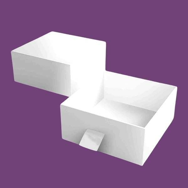 white glossy boxes