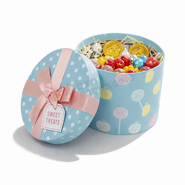 round gift box with lid logo